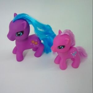 My Little Pony Set Pink Purple Blue Flowers Blue Hearts Bundle Lot Girls Toys